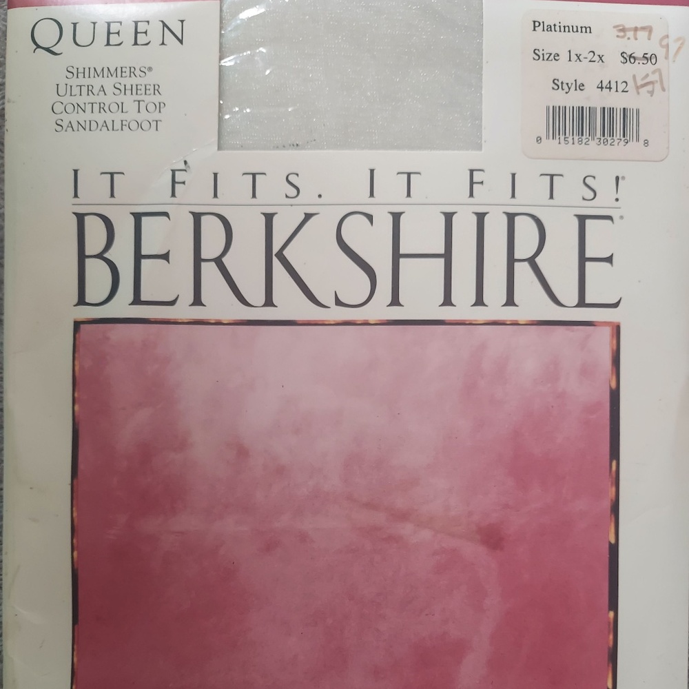 Vintage Berkshire Pantyhose Plus Size 1x to 2x Platinum Nylon Sandalfoot
